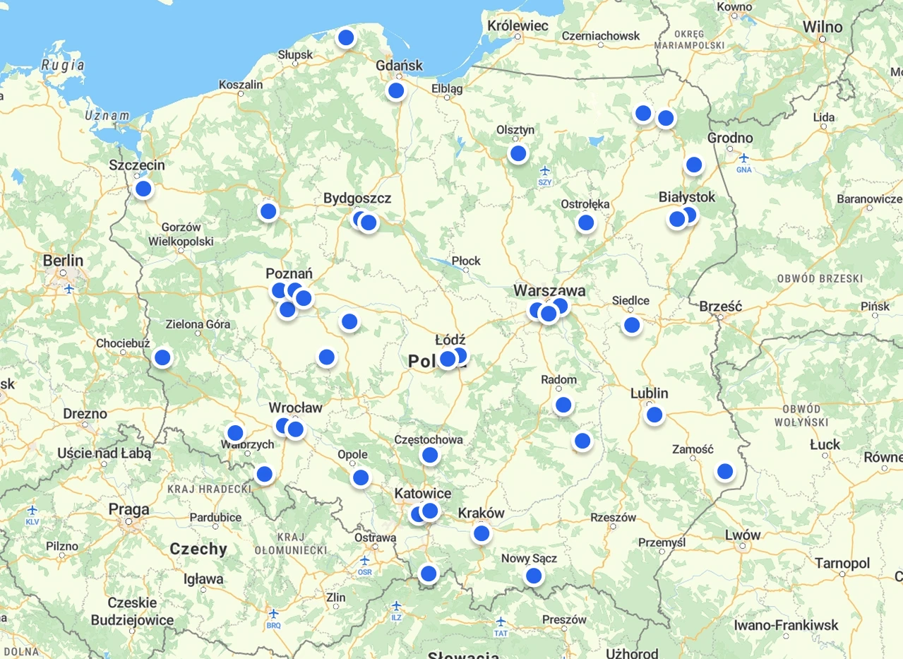 Mapa wykonawców druku ściennego