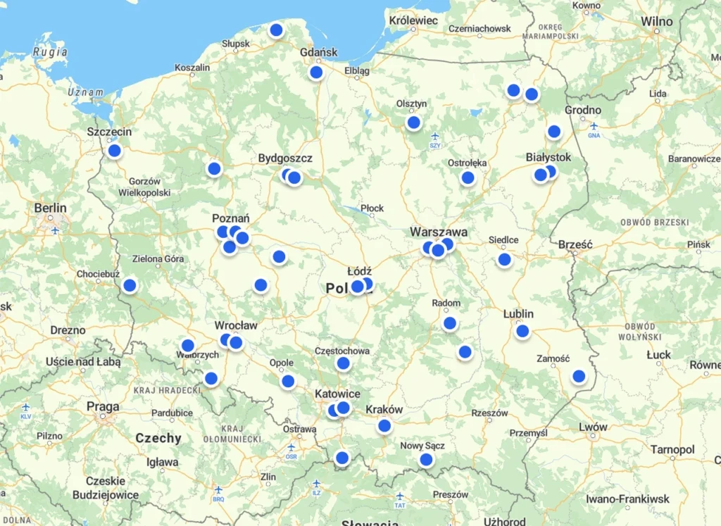 Mapa wykonawców druku ściennego